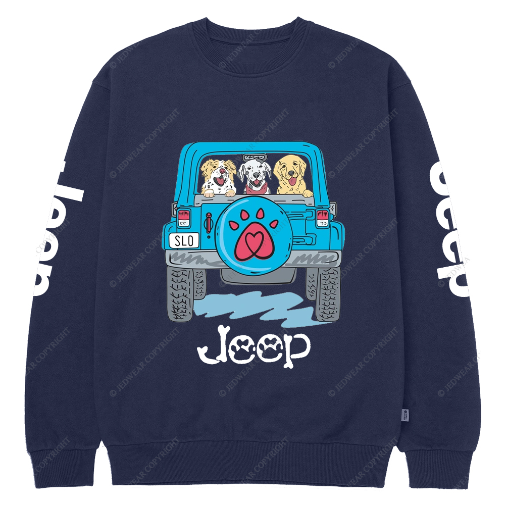 Dogs Pets Travel In Car Jp Crew Neck Sweatshirt