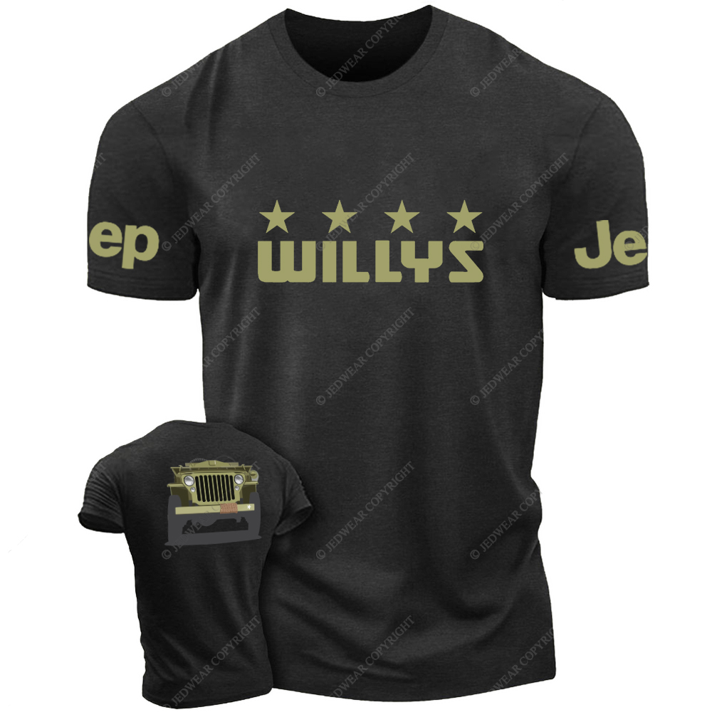 Willys Car WW2 Colorful Hand-Painted Jp T-Shirt