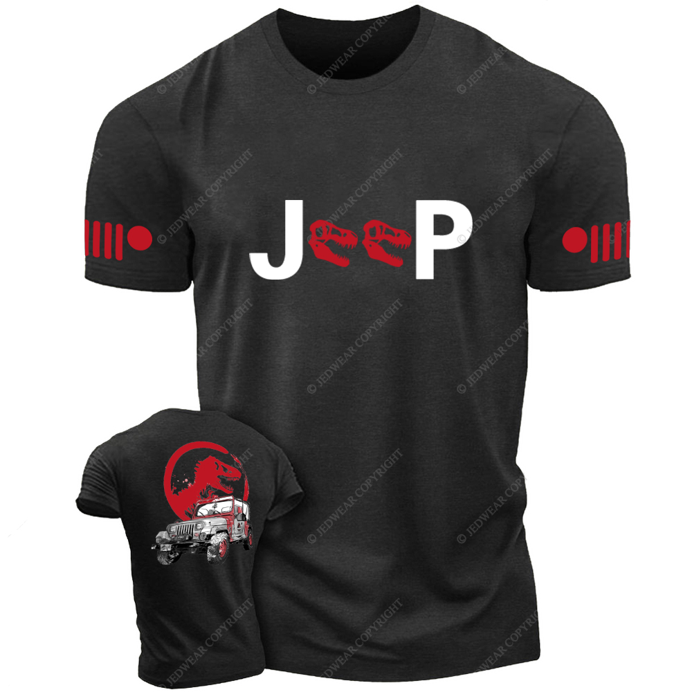 Dinosaur On The Back Of An Off-Road Vehicle Jp T-Shirt