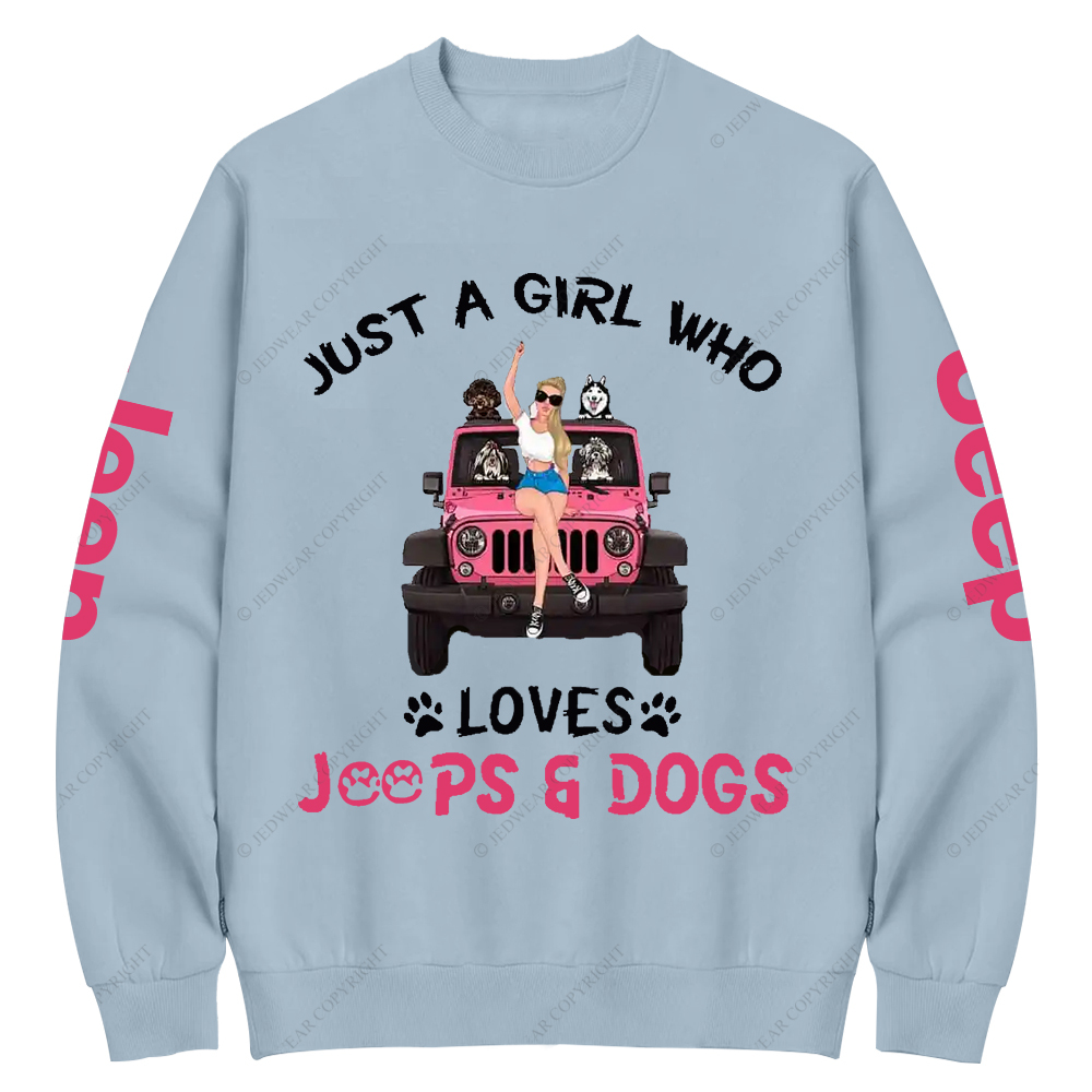 Just A Girl Who Loves Car And Dogs Jp Crew Neck Sweatshirt