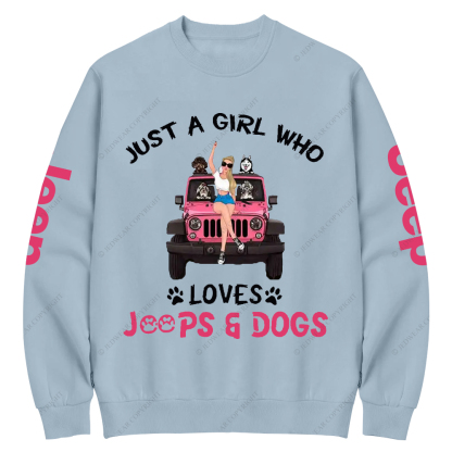 Just A Girl Who Loves Car And Dogs Jp Crew Neck Sweatshirt