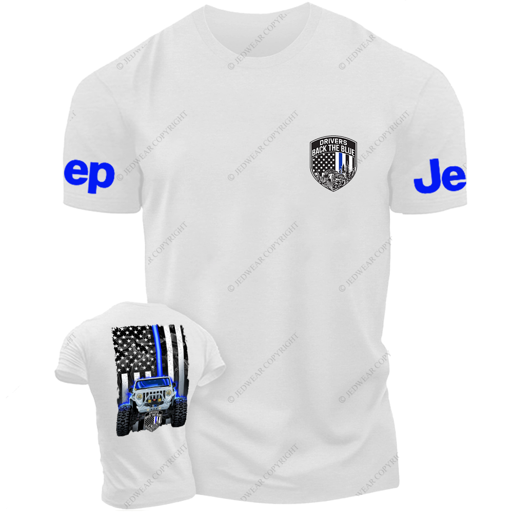 Drivers Back The Blue American Flag Policeman Police Car Badge Jp T-Shirt