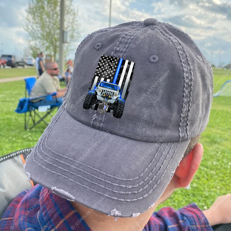 Drivers Back The Blue American Flag Policeman Police Car Badge Jp Baseball Cap