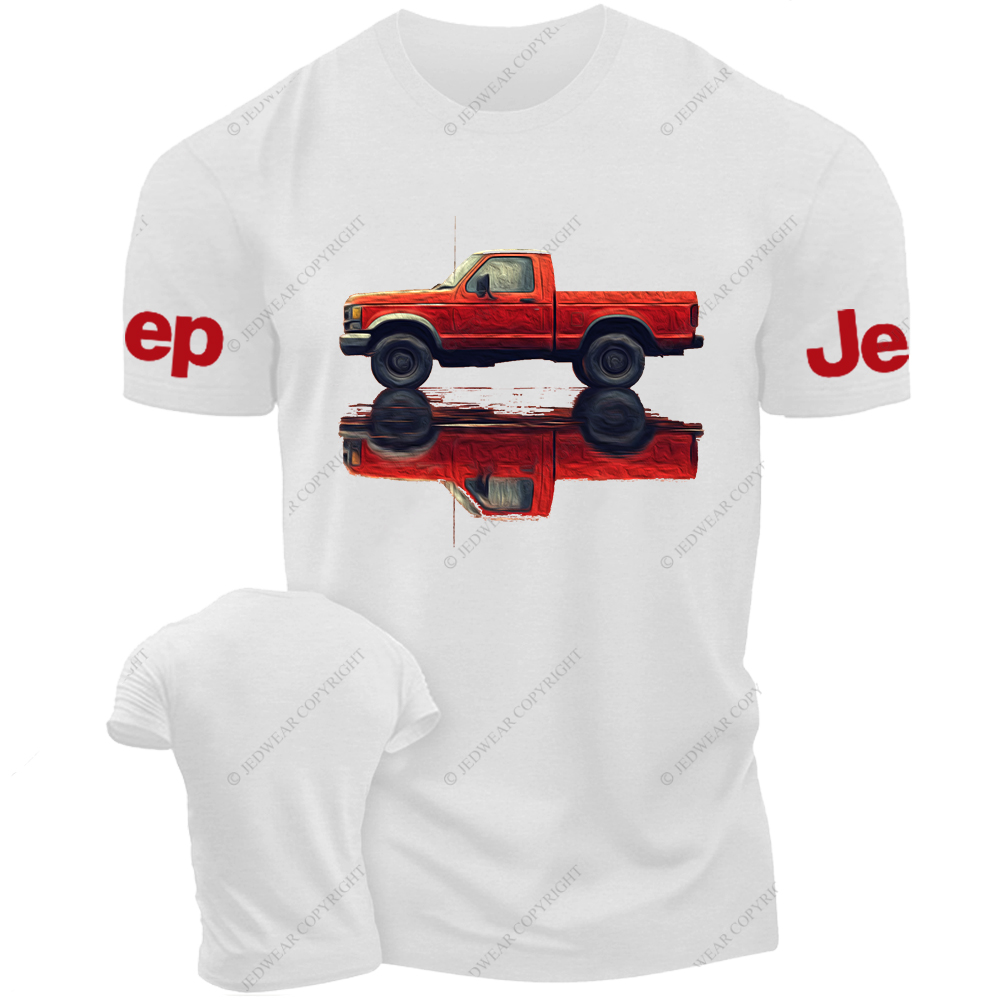 Red Off-Road Vehicle Truck Oil Painting Jp T-Shirt