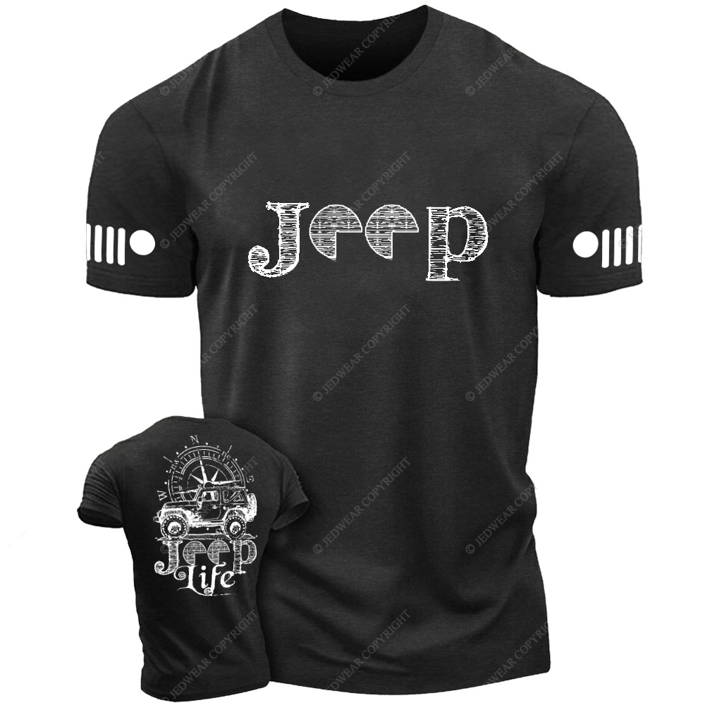 Car Life Compass Black And White Sketch Jp T-Shirt