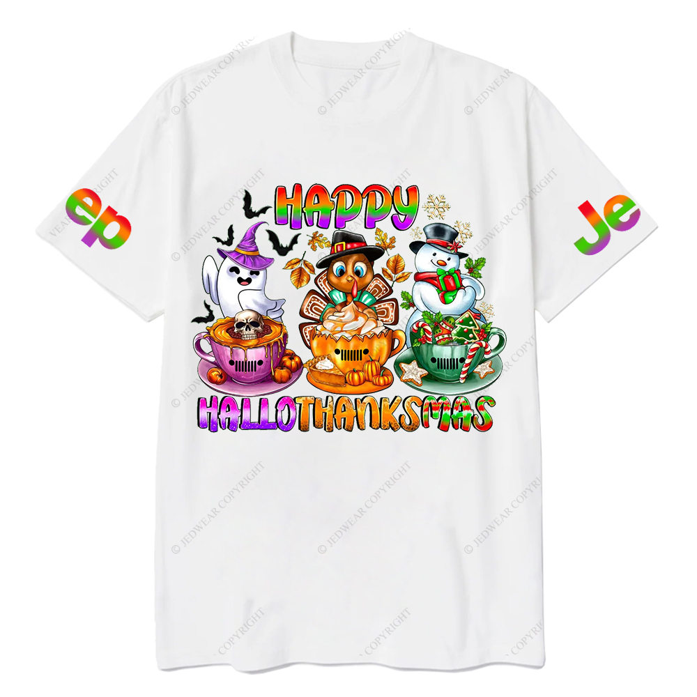 Happy Hallothanksmas Halloween Christmas Thanksgiving Jp T-Shirt
