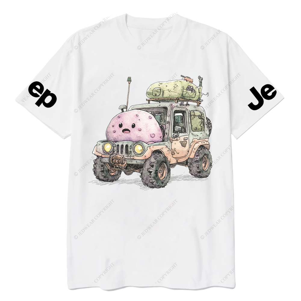 Funny Monster Truck With Luggage On Wheels Watercolor Illustration Jp T-Shirt