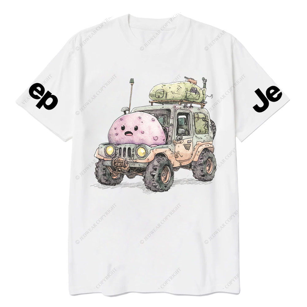Funny Monster Truck With Luggage On Wheels Watercolor Illustration Jp T-Shirt