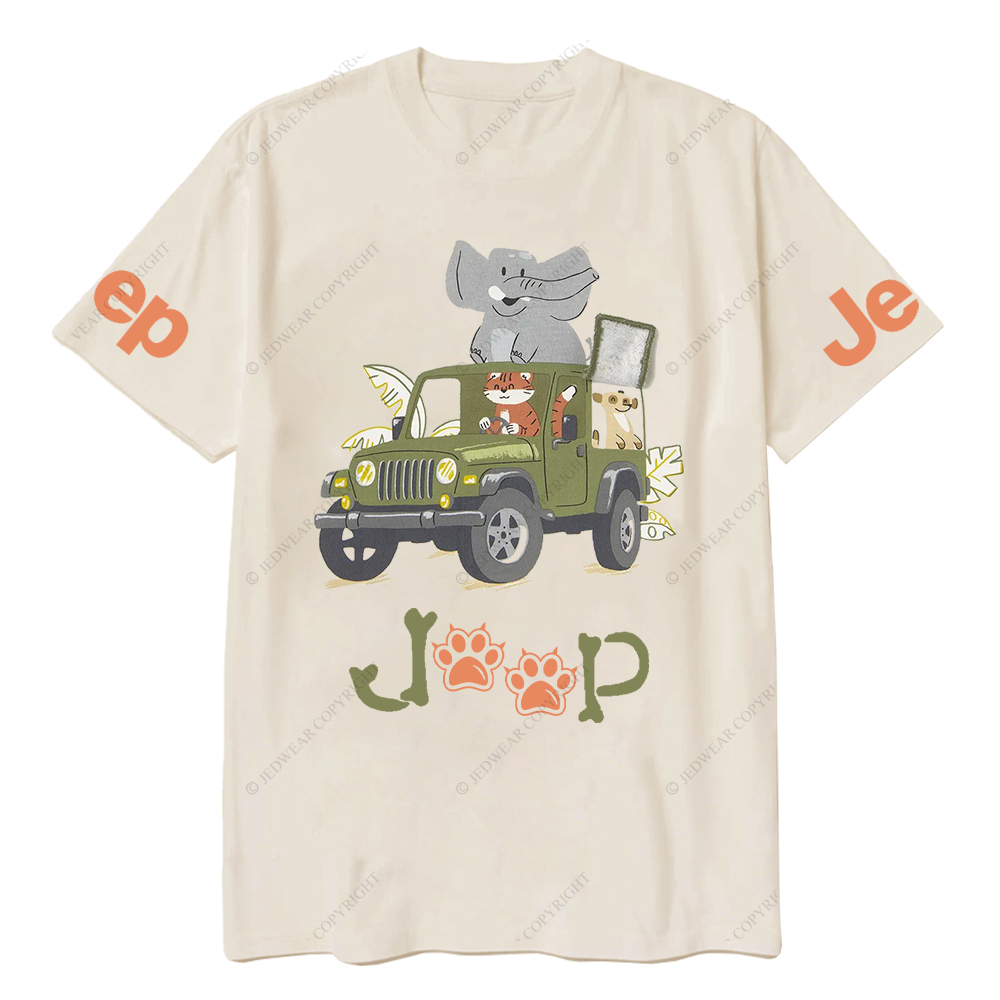 Cartoon Cat Driving A Car And Elephant Funny Jp T-Shirt