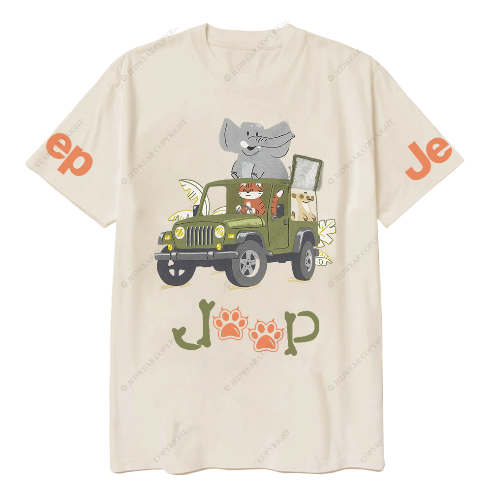 Cartoon Cat Driving A Car And Elephant Funny Jp T-Shirt