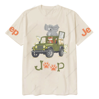 Cartoon Cat Driving A Car And Elephant Funny Jp T-Shirt