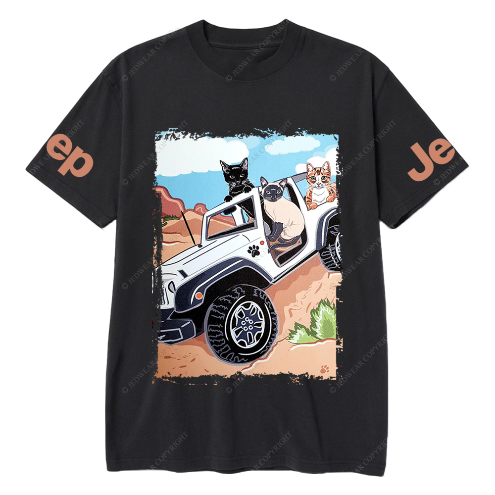 Funny Off-Road Cute Cartoon Cats Jp T-Shirt