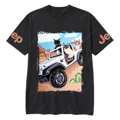 Funny Off-Road Cute Cartoon Cats Jp T-Shirt