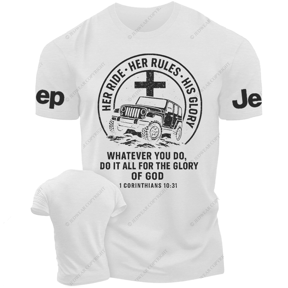 Religion Jesus Her Ride Her Rules His Glory Corss Jp T-Shirt