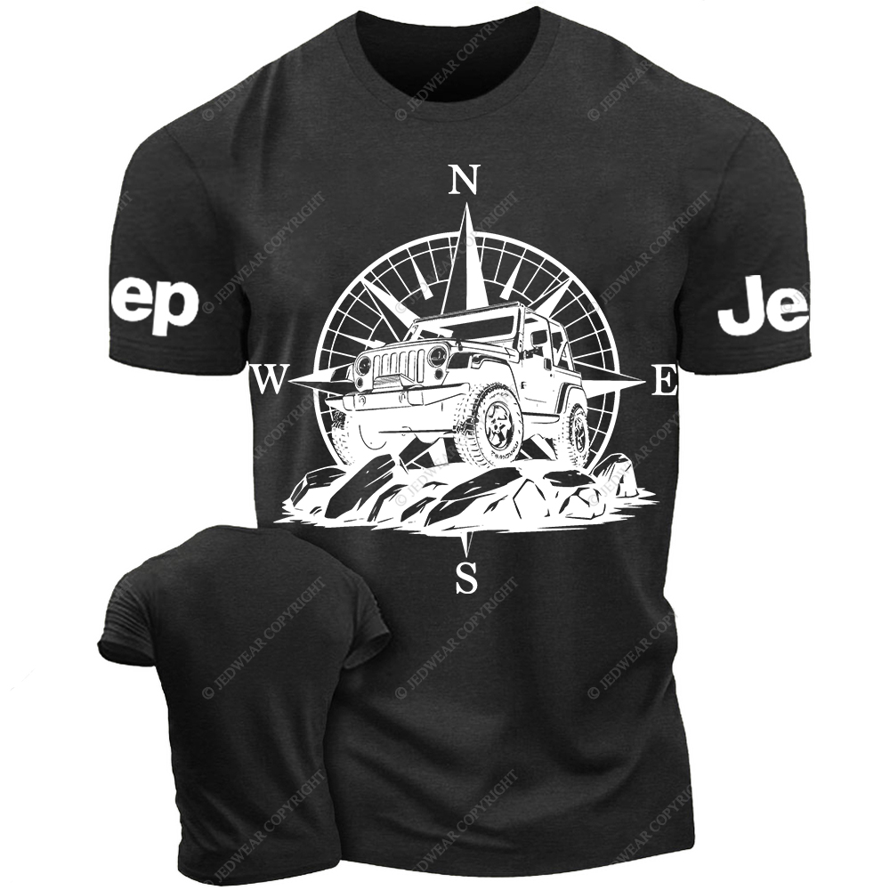 Mountain Compass Silhouette Black And White Sketch Jp T-Shirt