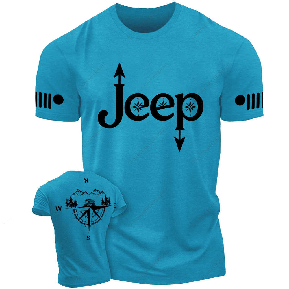 Compass Mountains And Trees Front And Rear Design Jp T-Shirt