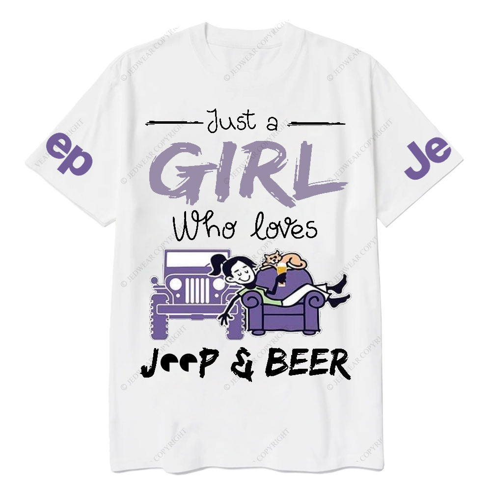 Just A Girl Who Loves Car And Beer Jp T-Shirt