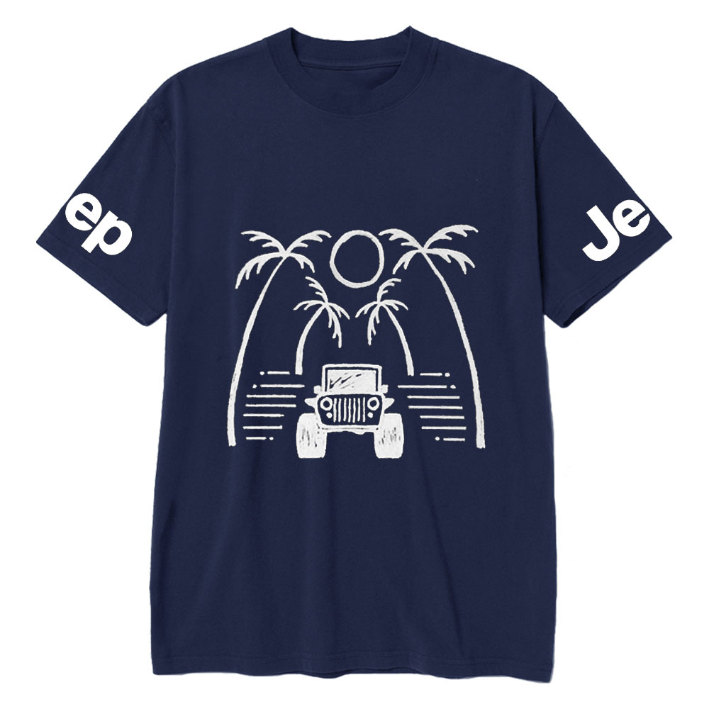 Jp Casual Palm Tree Hand-Painted Print T-shirt