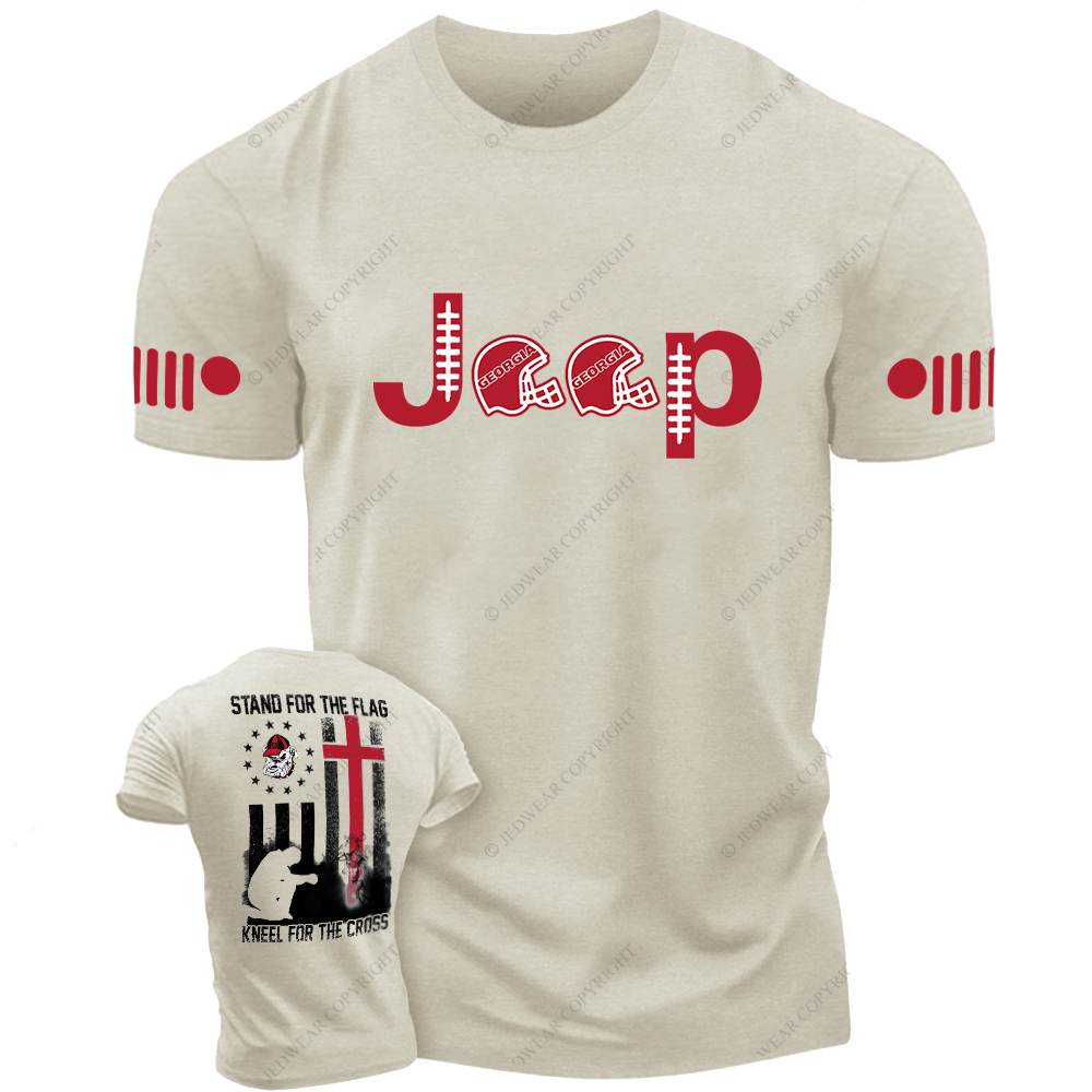 Georgia Bulldogs Stand For The Flag Kneel For The Cross Nation Religion Jp T-Shirt