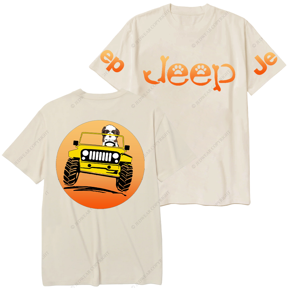 Shih Tzu Dog Driving Off-Road Sunset  Jp T-Shirt