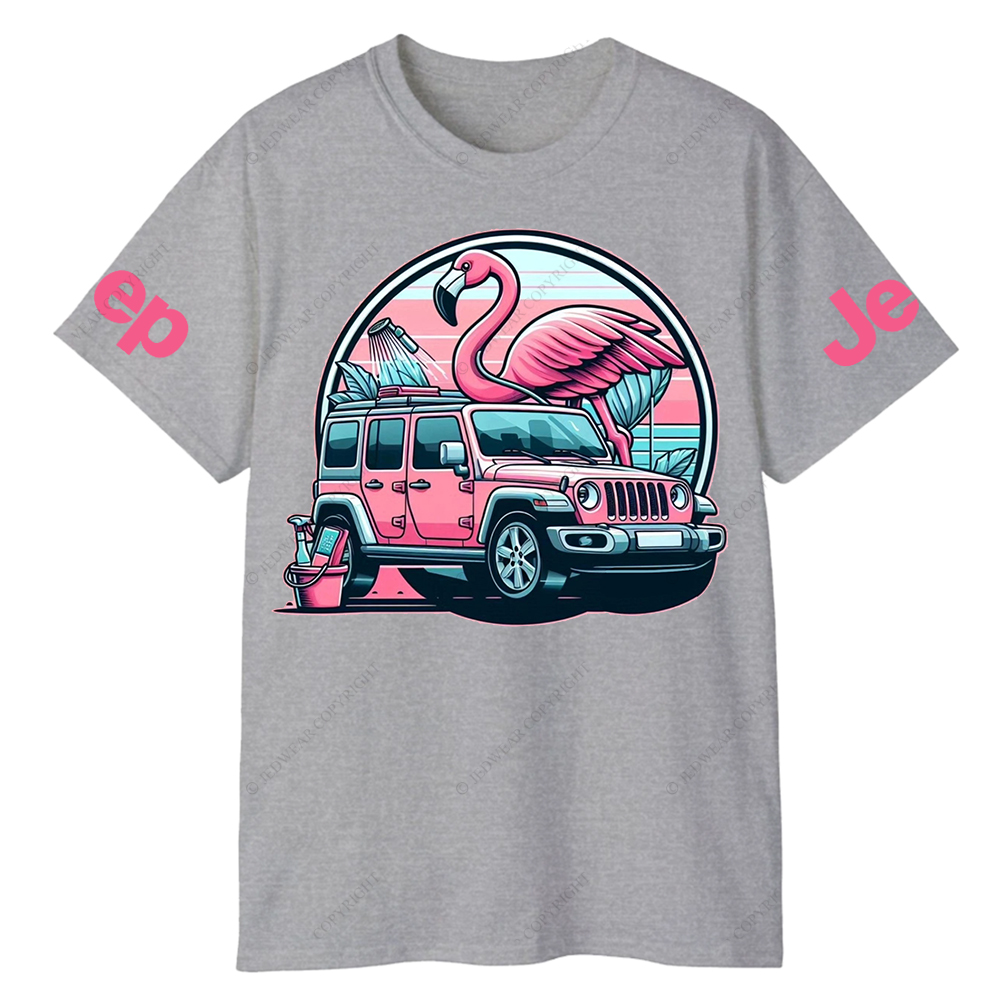Pink Car Flamingo Jp T-Shirt