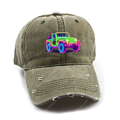 Colorful Neon Lines Off-Road CarJp Baseball Cap
