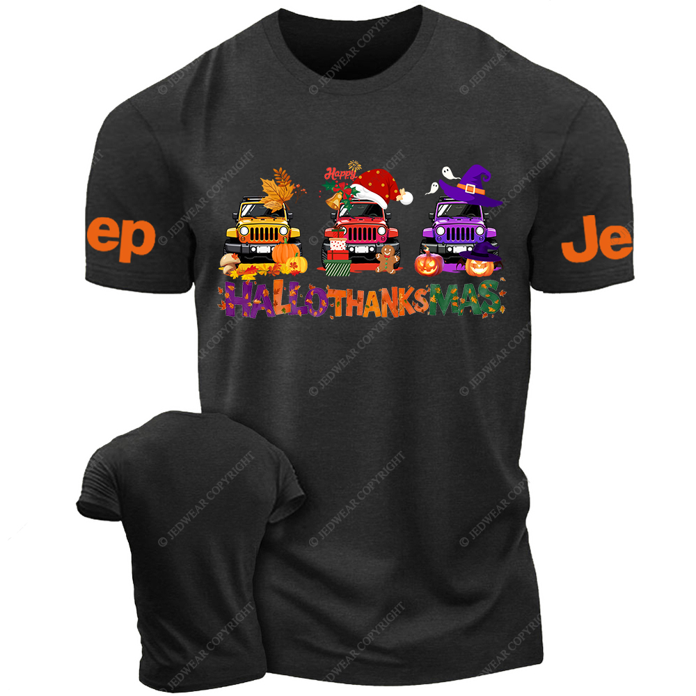 Happy Hallothanksmas Halloween Christmas Thanksgiving Jp T-Shirt