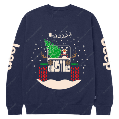 Reindeer Off Road Car Christmas Jp Crew Neck Sweatshirt