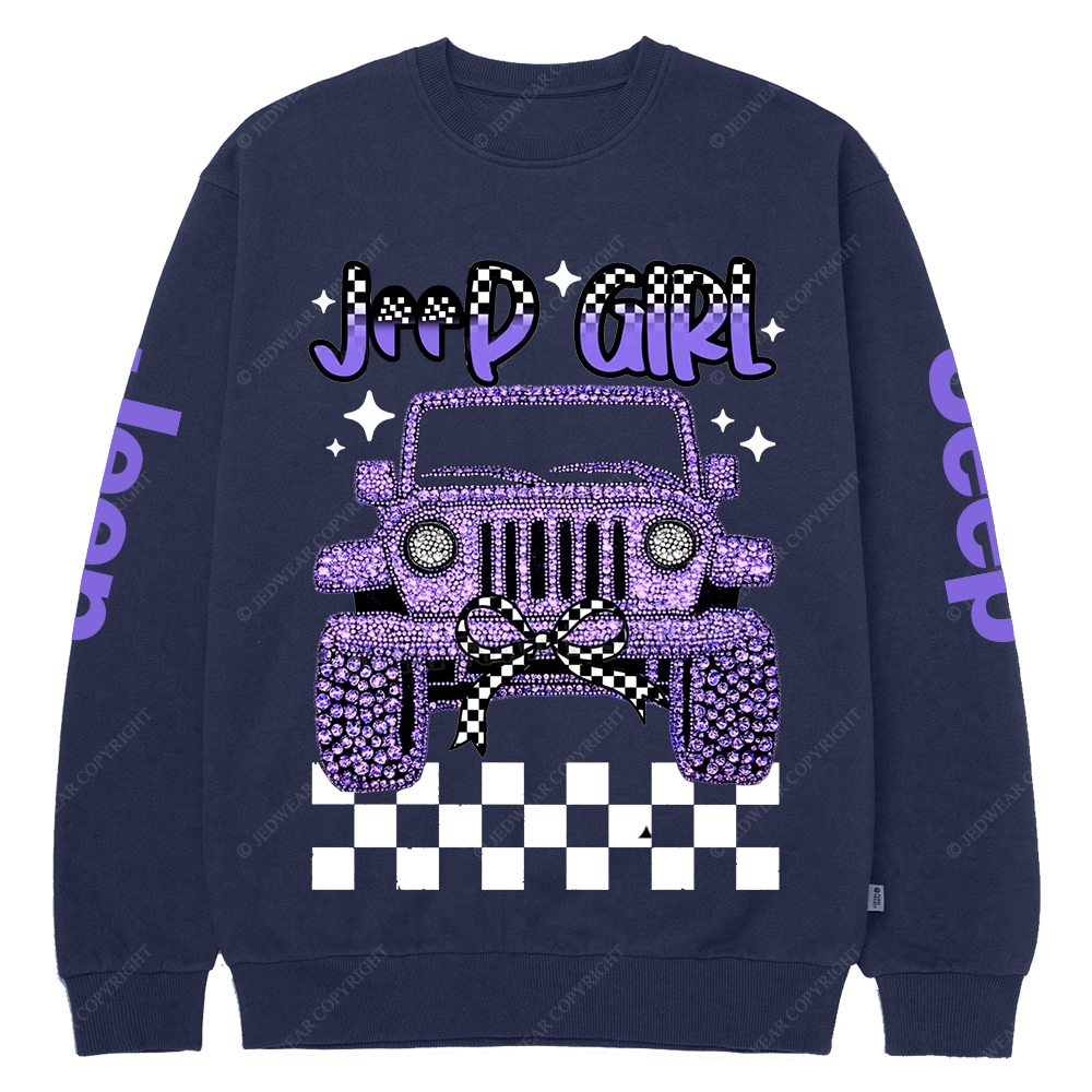 Girl Purple Car Bling Bling Jp Crew Neck Sweatshirt