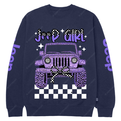 Girl Purple Car Bling Bling Jp Crew Neck Sweatshirt