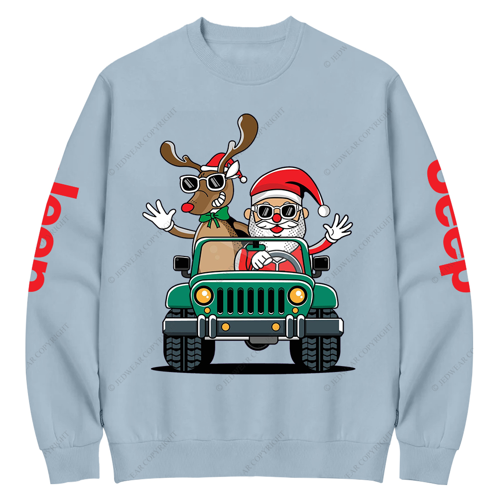 Santa And Reindeer Driving Christmas Jp Casual Hoodie
