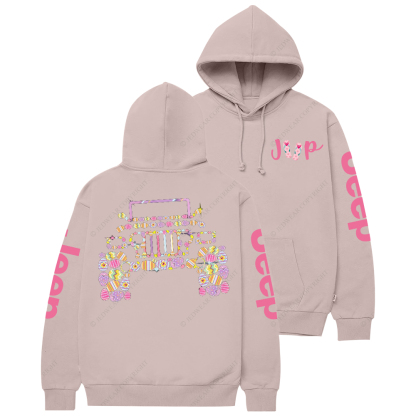 Cute Funny Beach Pink Car Jp Casual Hoodie