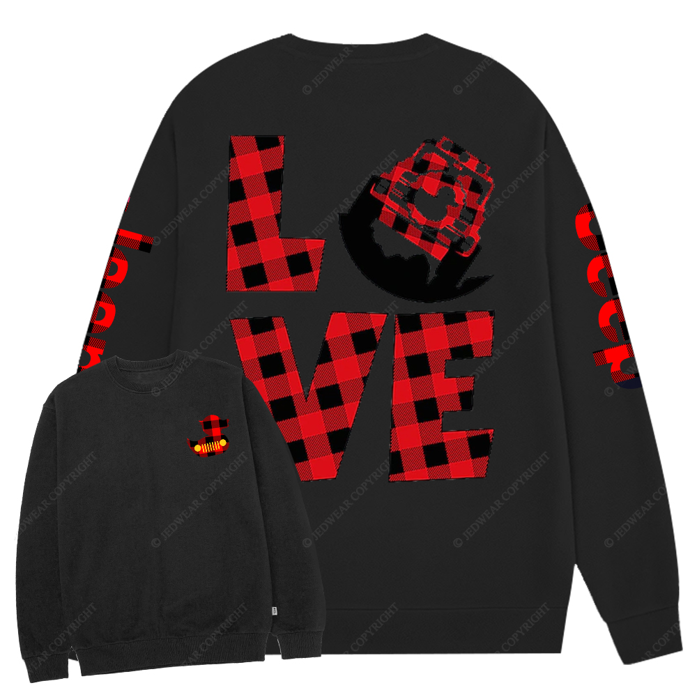 Christmas Black And Red Duck Love Car Jp Crew Neck Sweatshirt