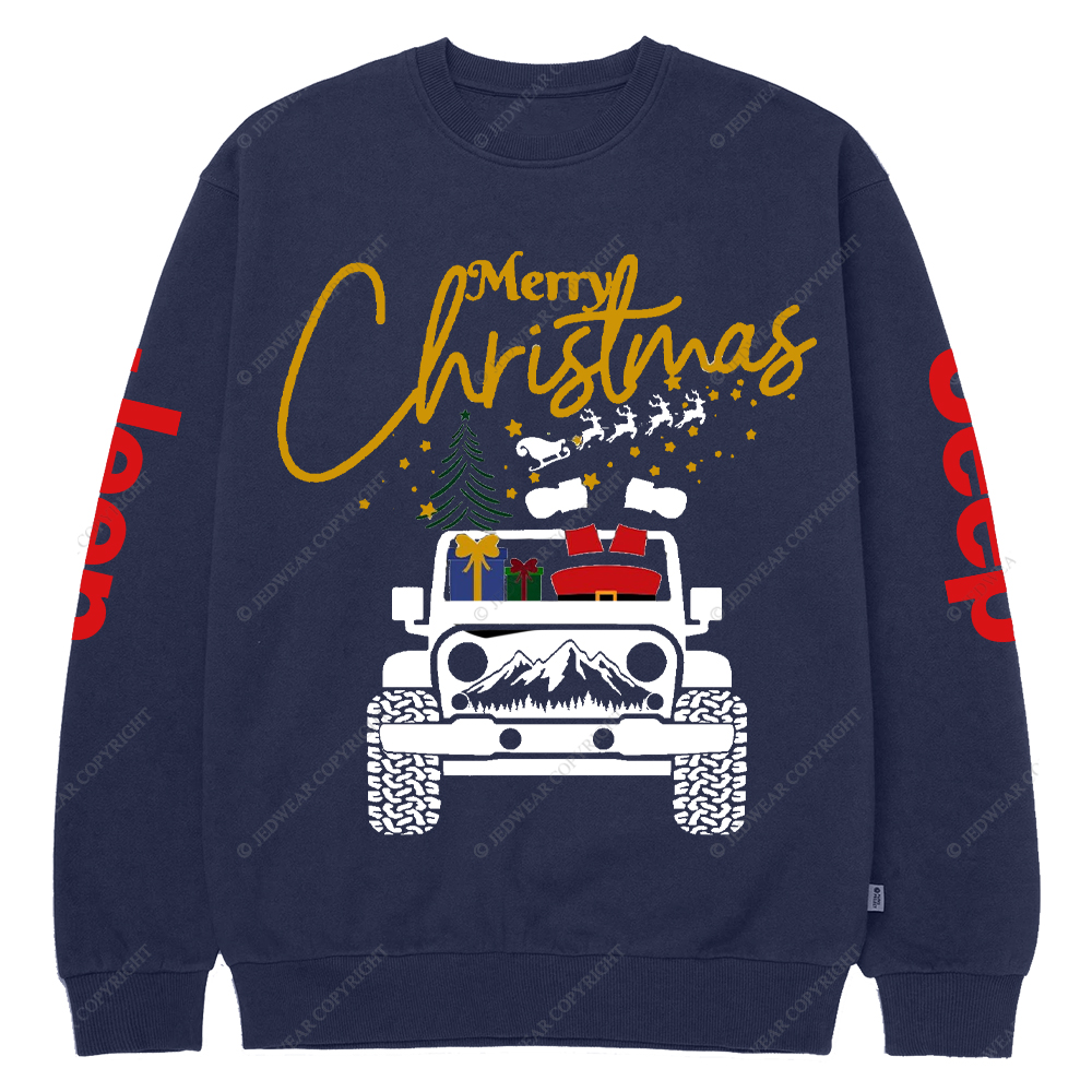 Merry Christmas Car Mountain Jp Crew Neck Sweatshirt