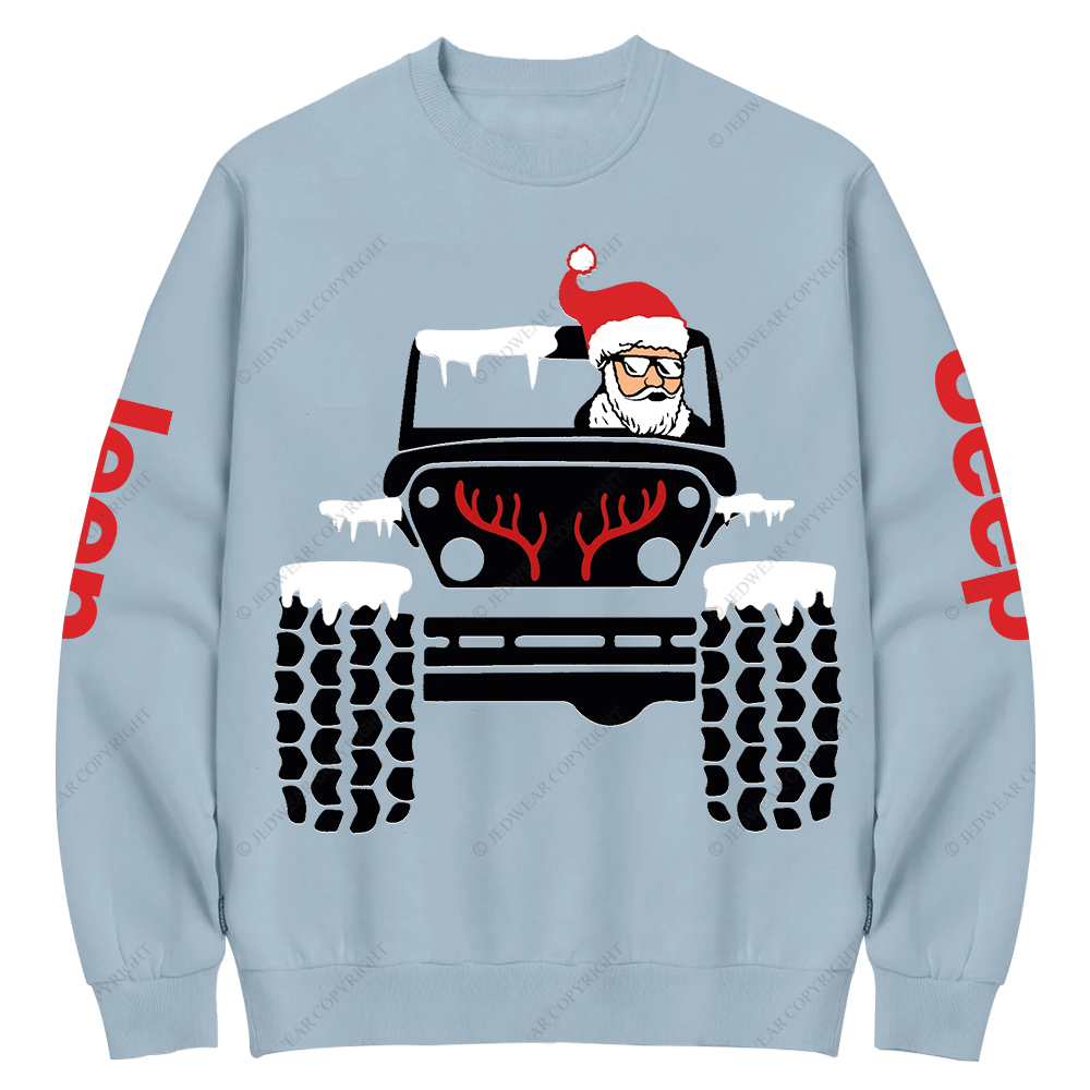 Christmas Santa Claus Driving Offroad Jp Crew Neck Sweatshirt