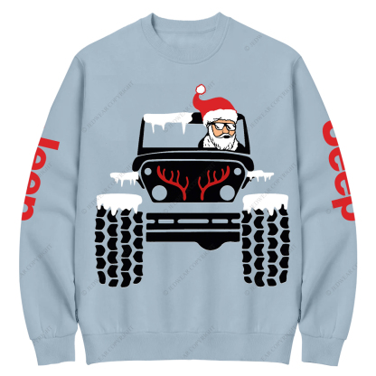 Christmas Santa Claus Driving Offroad Jp Crew Neck Sweatshirt