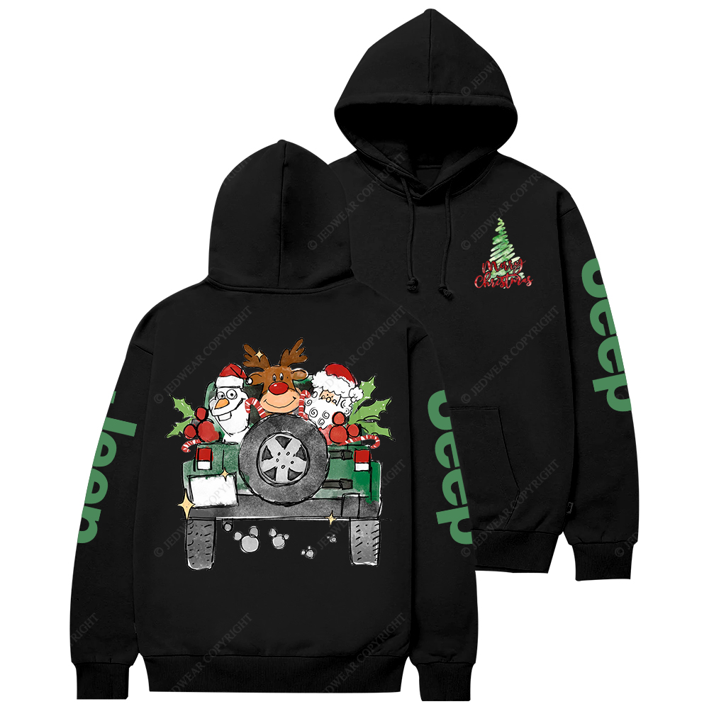 Car Merry Christmas Deer Snowman Santa Mouse Ears  Jp Casual Hoodie