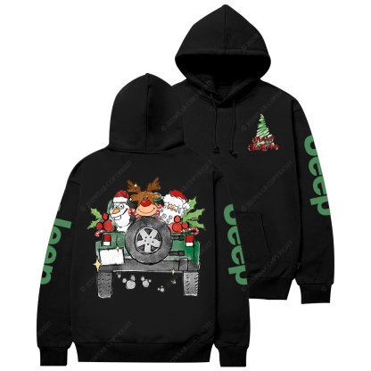 Car Merry Christmas Deer Snowman Santa Mouse Ears  Jp Casual Hoodie