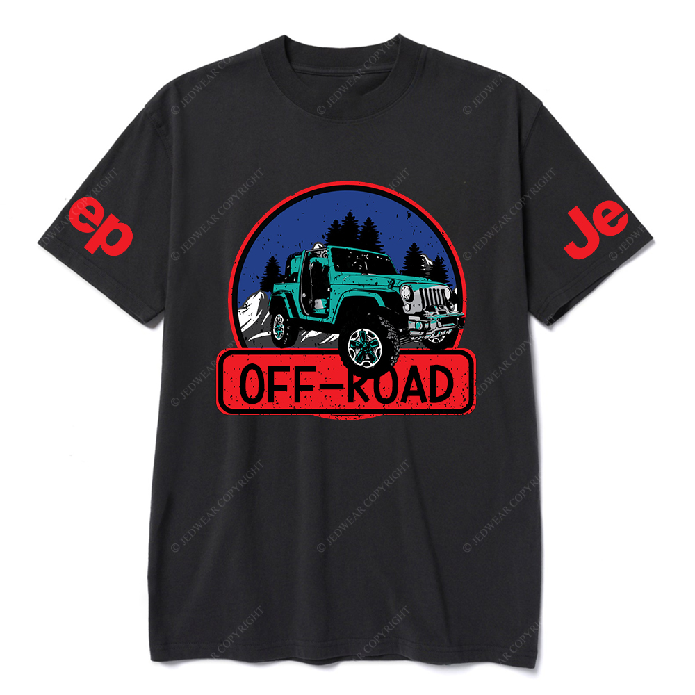 Off-Road Vehicle Driving On Mountain Road Surrounded By Trees JP T-Shirt