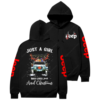 Just A Girl Who Loves Car And Christmas Jp Casual Hoodie