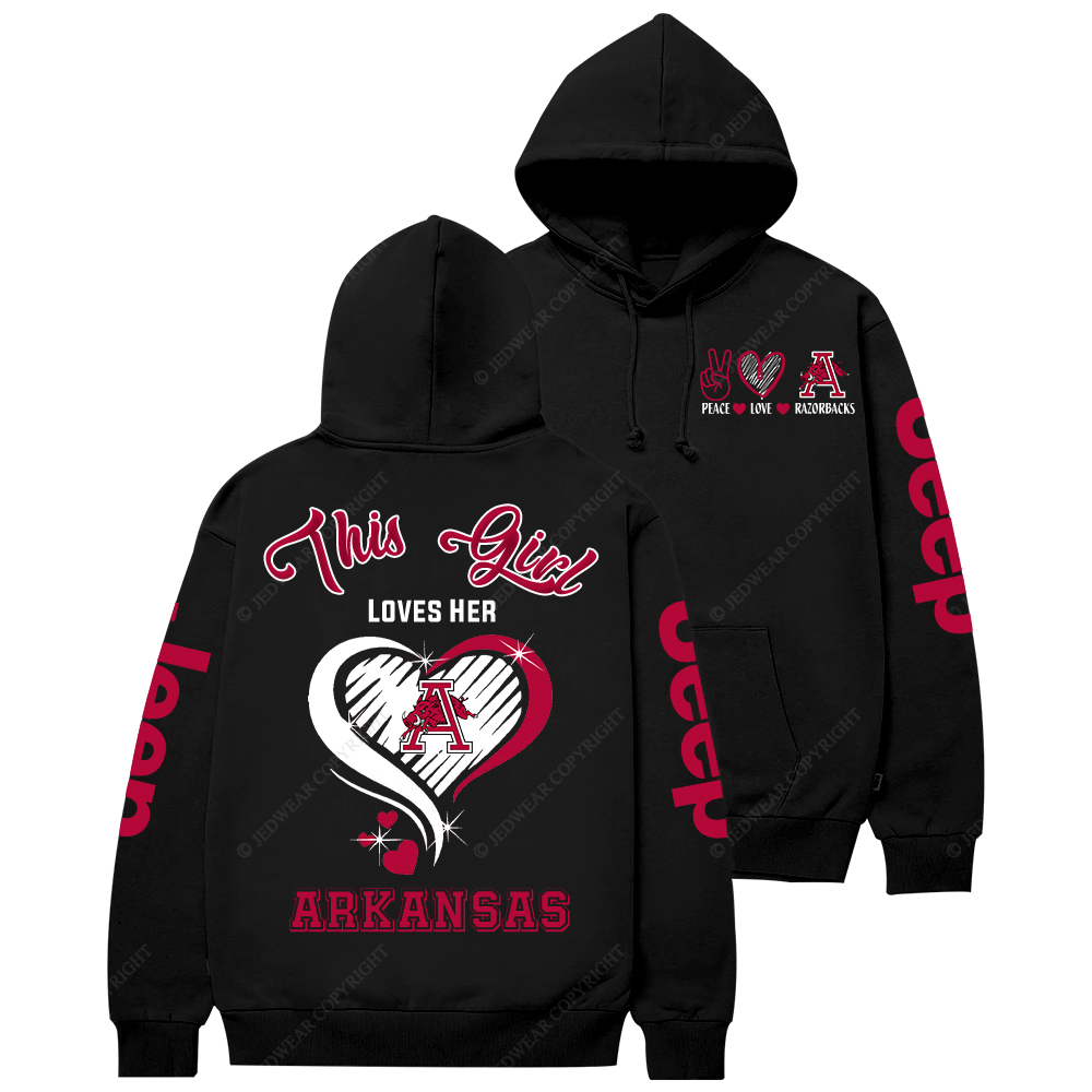 This Girl Loves Her Arkansas Razorbacks Jp Casual Hoodie