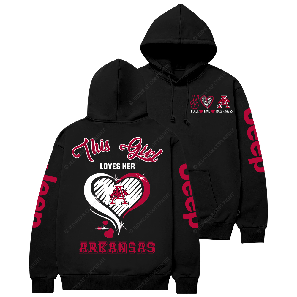 This Girl Loves Her Arkansas Razorbacks Jp Casual Hoodie