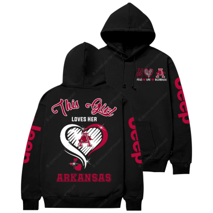 This Girl Loves Her Arkansas Razorbacks Jp Casual Hoodie