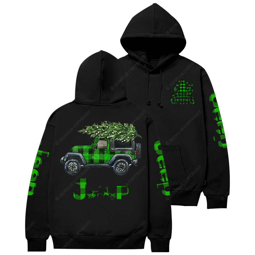 Merry Christmas Green Black Plaid Jp Casual Hoodie