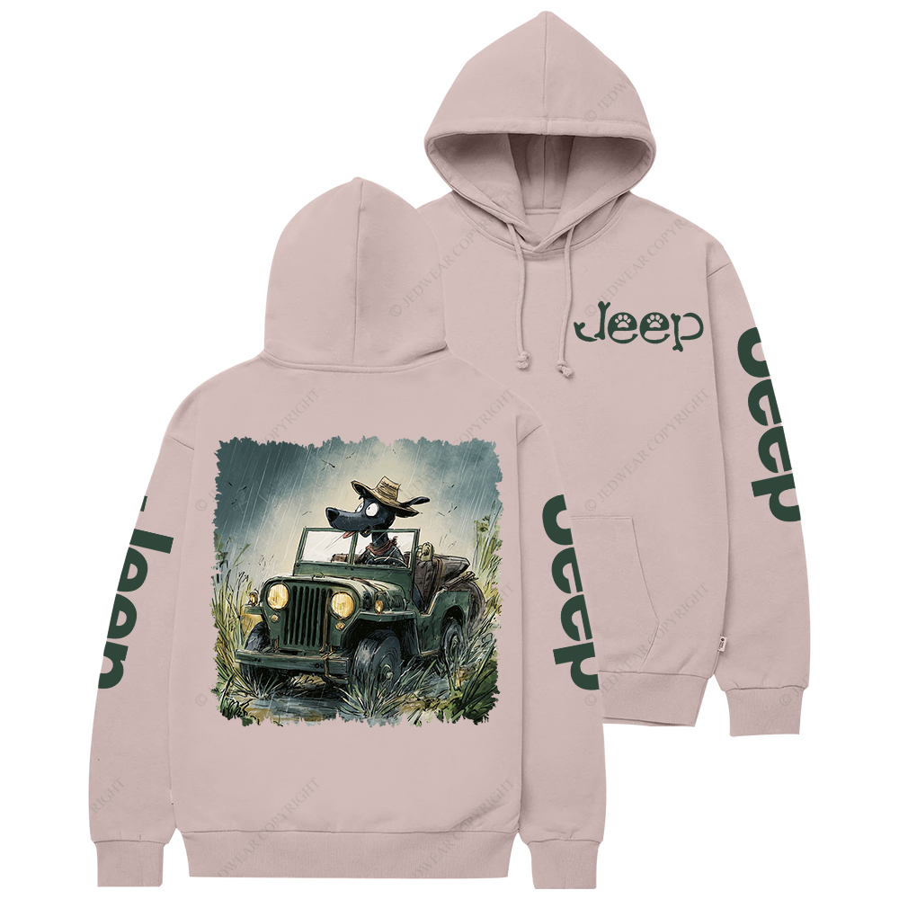 Dog Driving A Car In The Rain Jp Casual Hoodie
