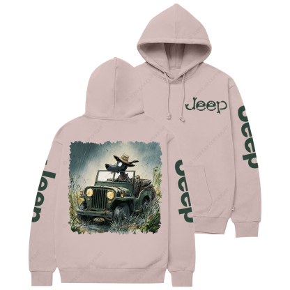 Dog Driving A Car In The Rain Jp Casual Hoodie