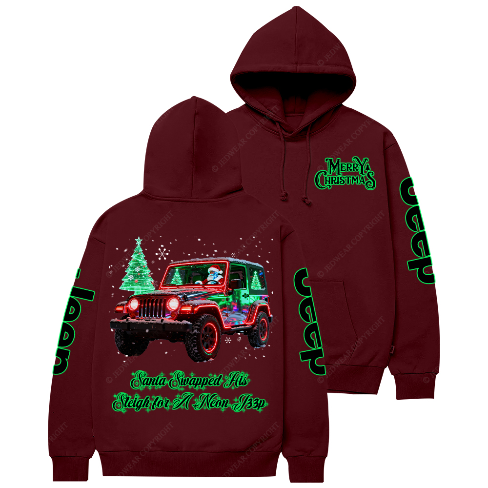Santa Swapped His Sleigh for A Neon Merry Christmas Jp Casual Hoodie