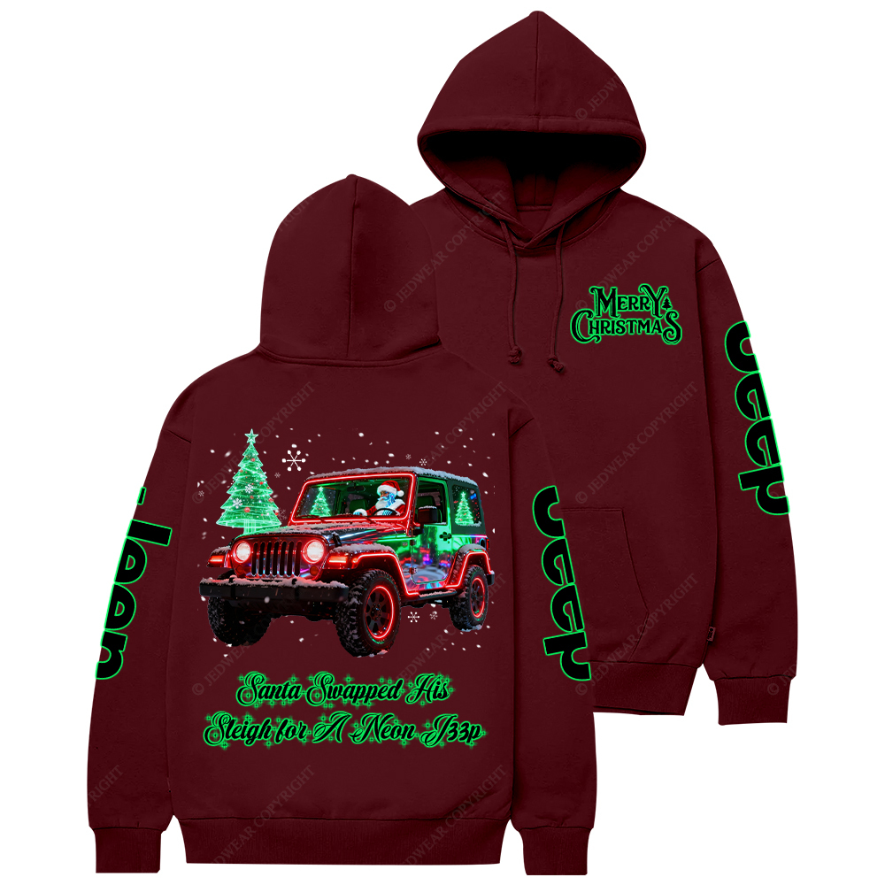Santa Swapped His Sleigh for A Neon Merry Christmas Jp Casual Hoodie