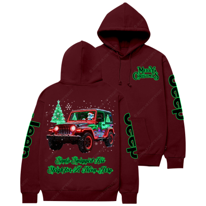Santa Swapped His Sleigh for A Neon Merry Christmas Jp Casual Hoodie
