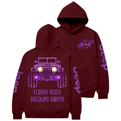 Purple Bling Car Flashy Rides Dazzling Sights Jp Casual Hoodie